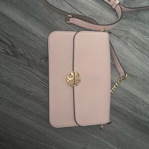 Tory Burch Pink Gold Crossbody Bag with Chain Strap